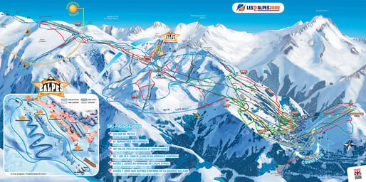 mapa tras ski w Les2Alpes