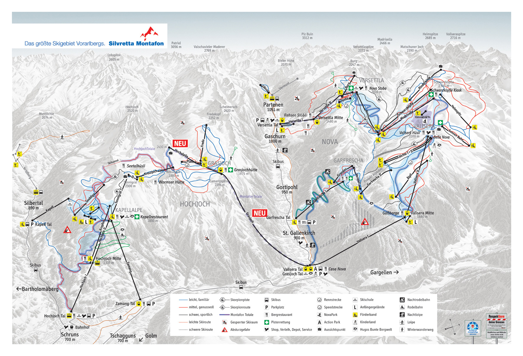 mapa tras ski w Silvretta-Montafon