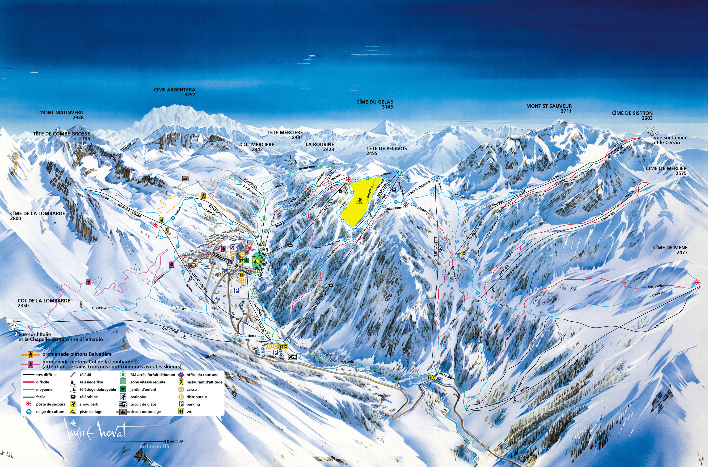 mapa tras ski w Isola 2000