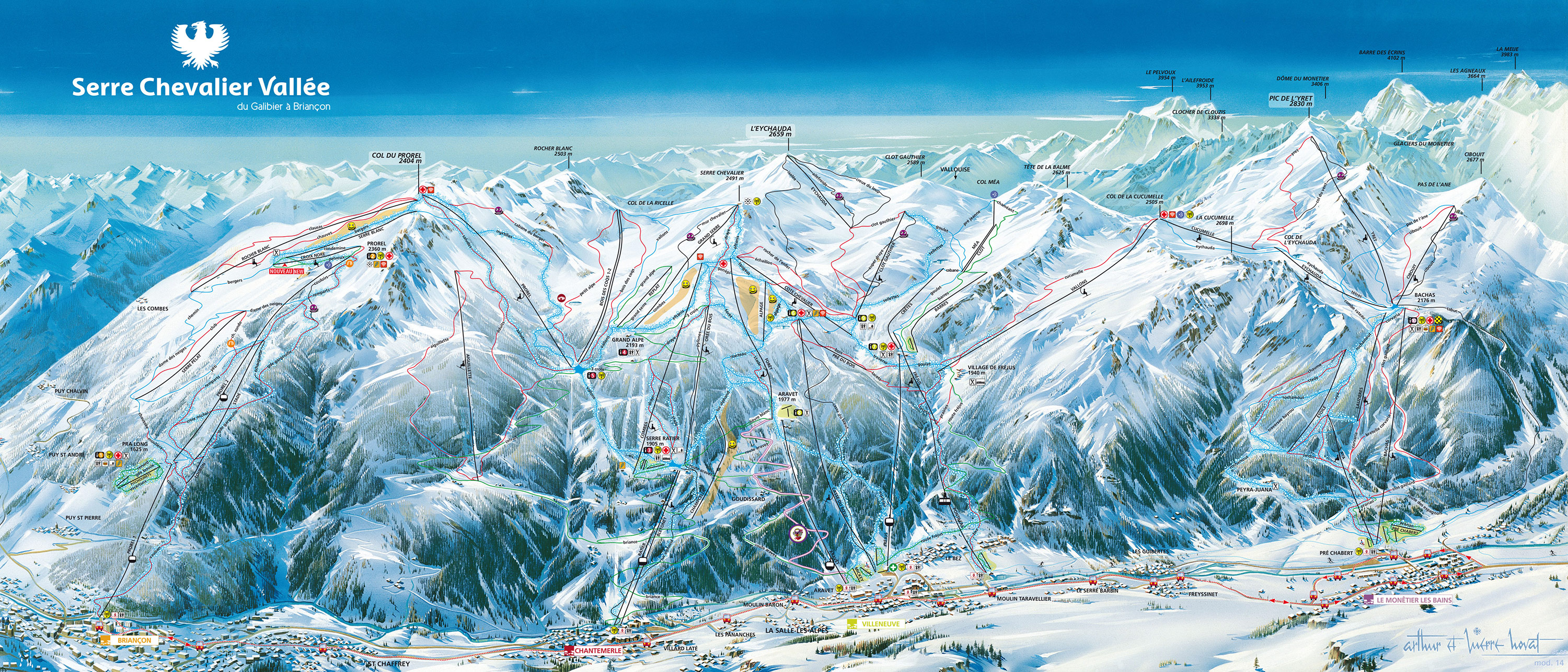 mapa tras ski w Serre Chevalier