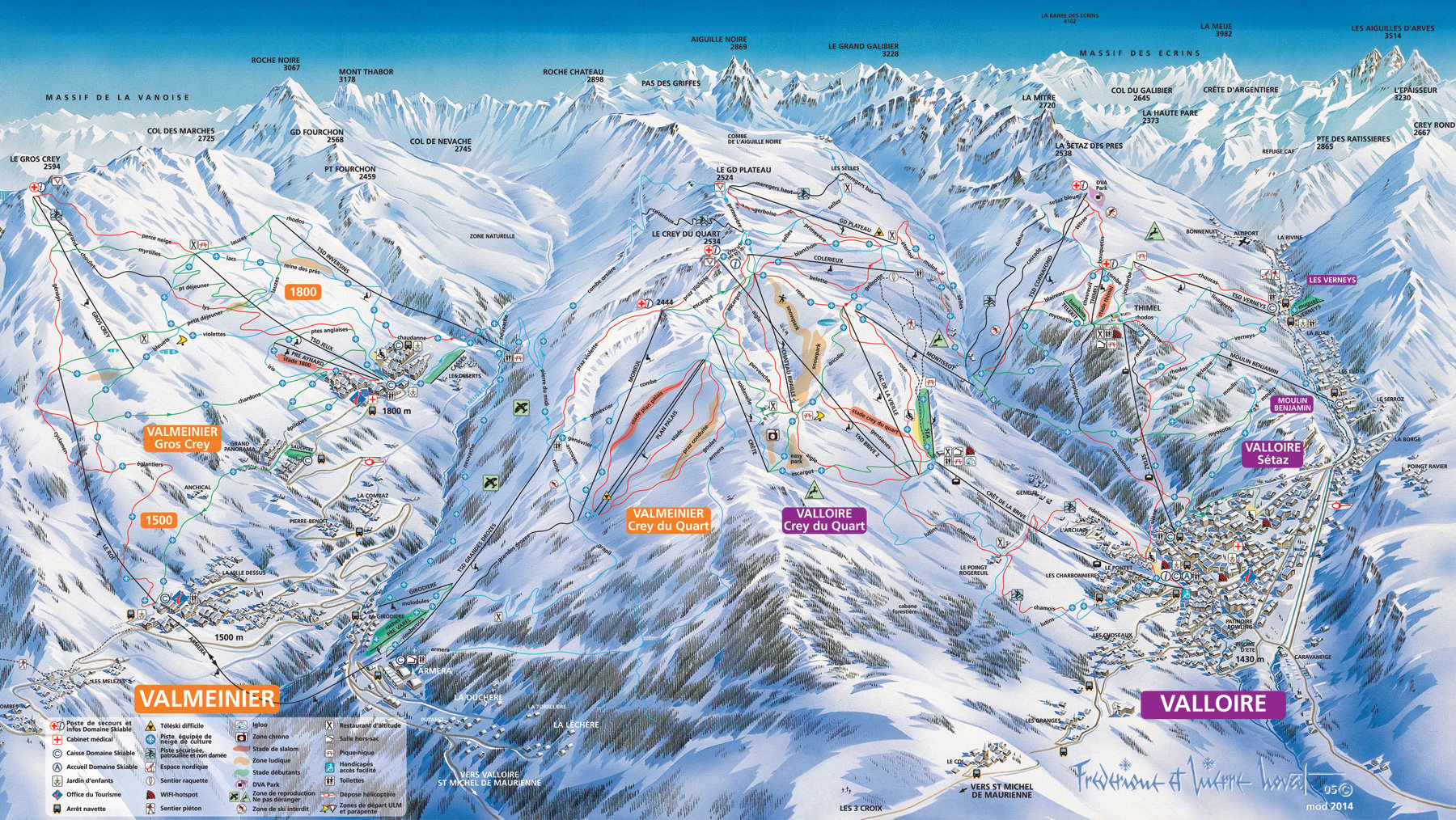 mapa tras ski w Valmeinier