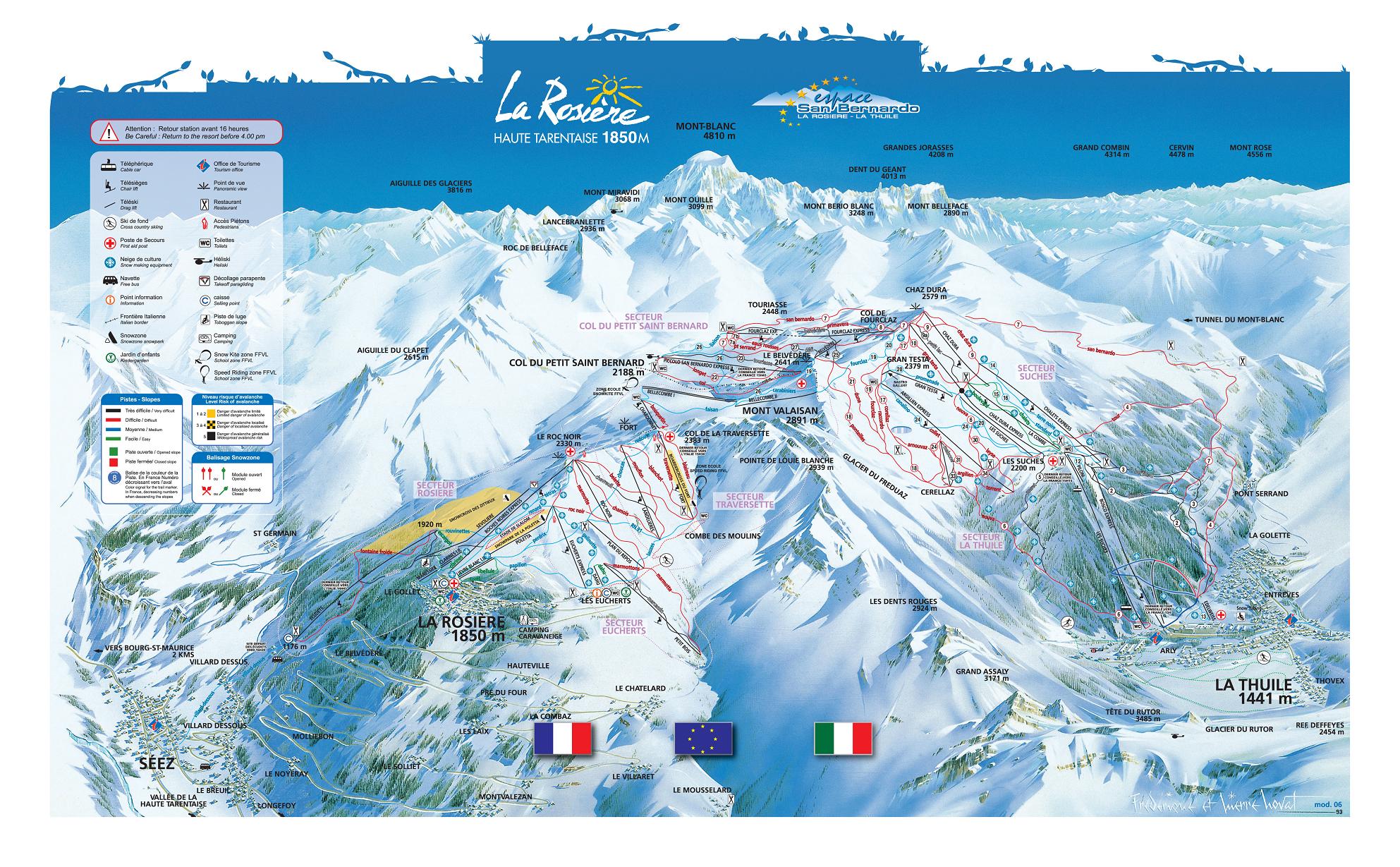 la rosiere mapa tras ski