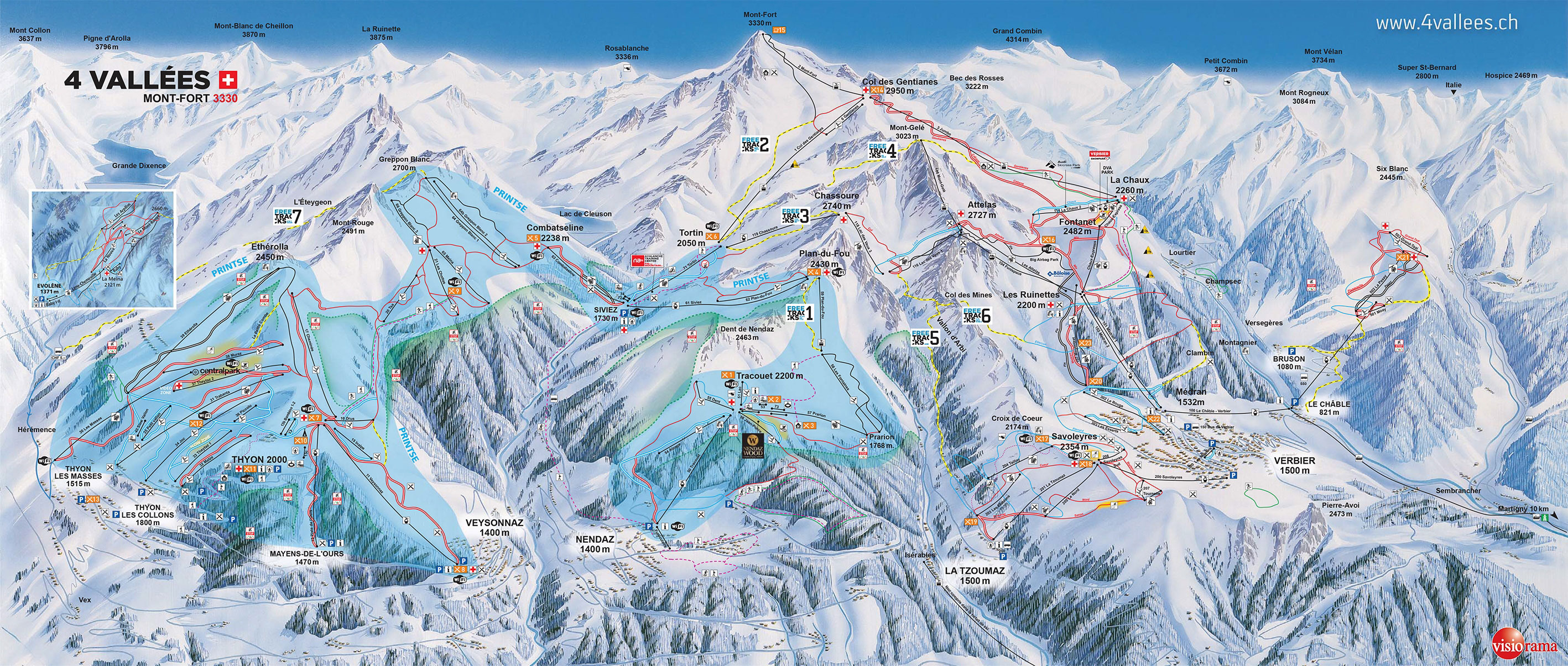 mapa tras ski w Veysonnaz-Nendaz