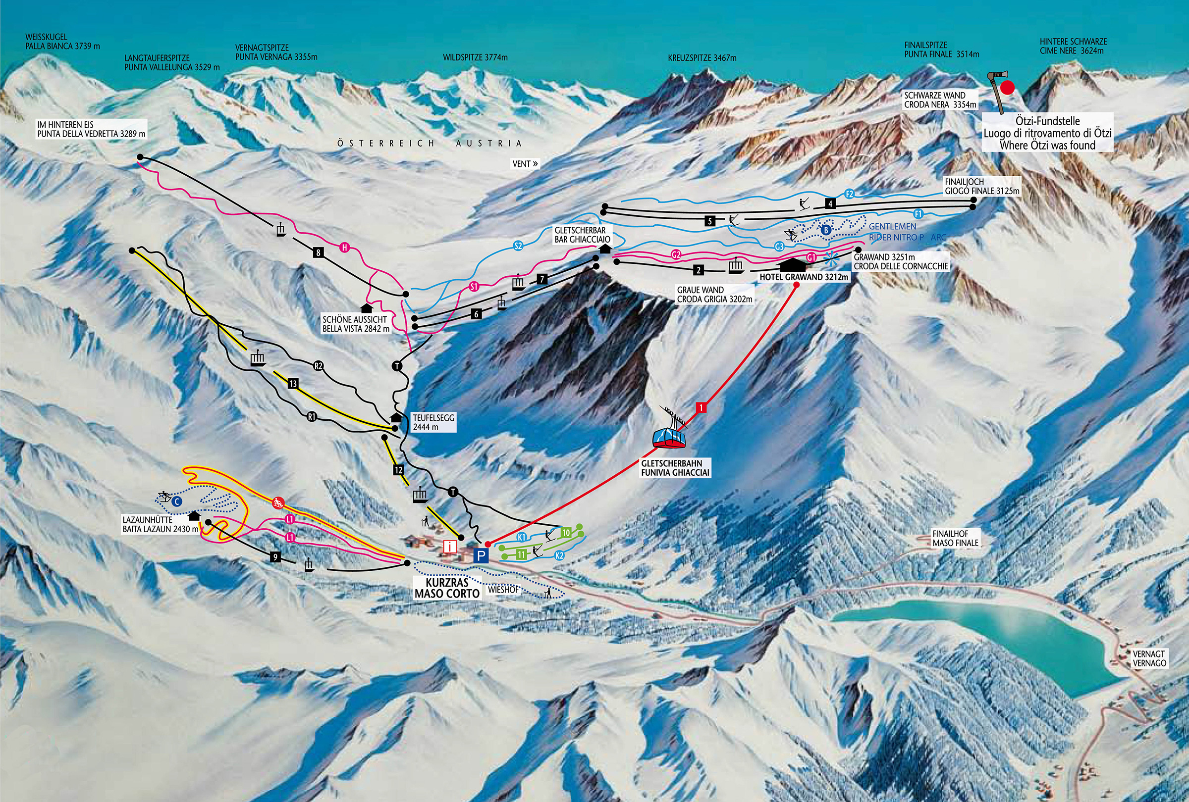 mapa tras ski w Val Senales - Maso Corto